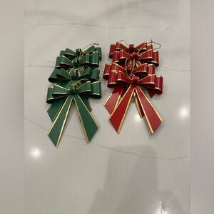 Kirklands Red and Green Holiday Bow Ornaments